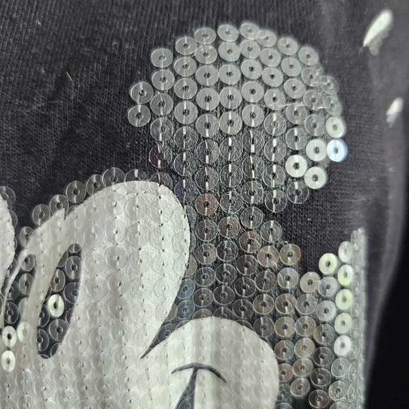 Disney Mickey Minnie Sequined Raglan Crewneck Sweatshirt 15/17 Comfy Romantic - Picture 3 of 8